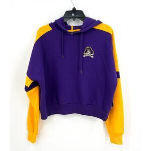 COLOSSEUM Womens ECU Pirate Stripe Cropped Hoodie Small Purple Sweatshirt NWT